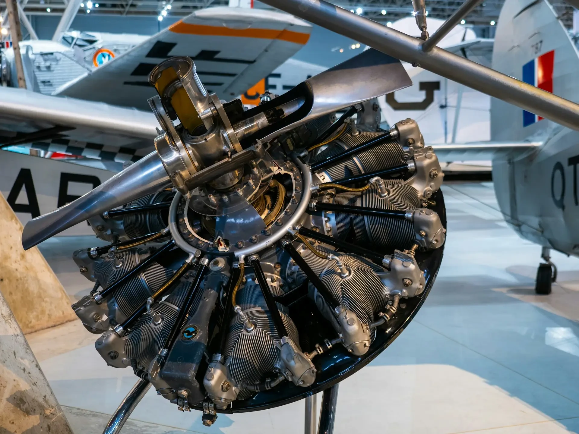 Disassembled jet engine