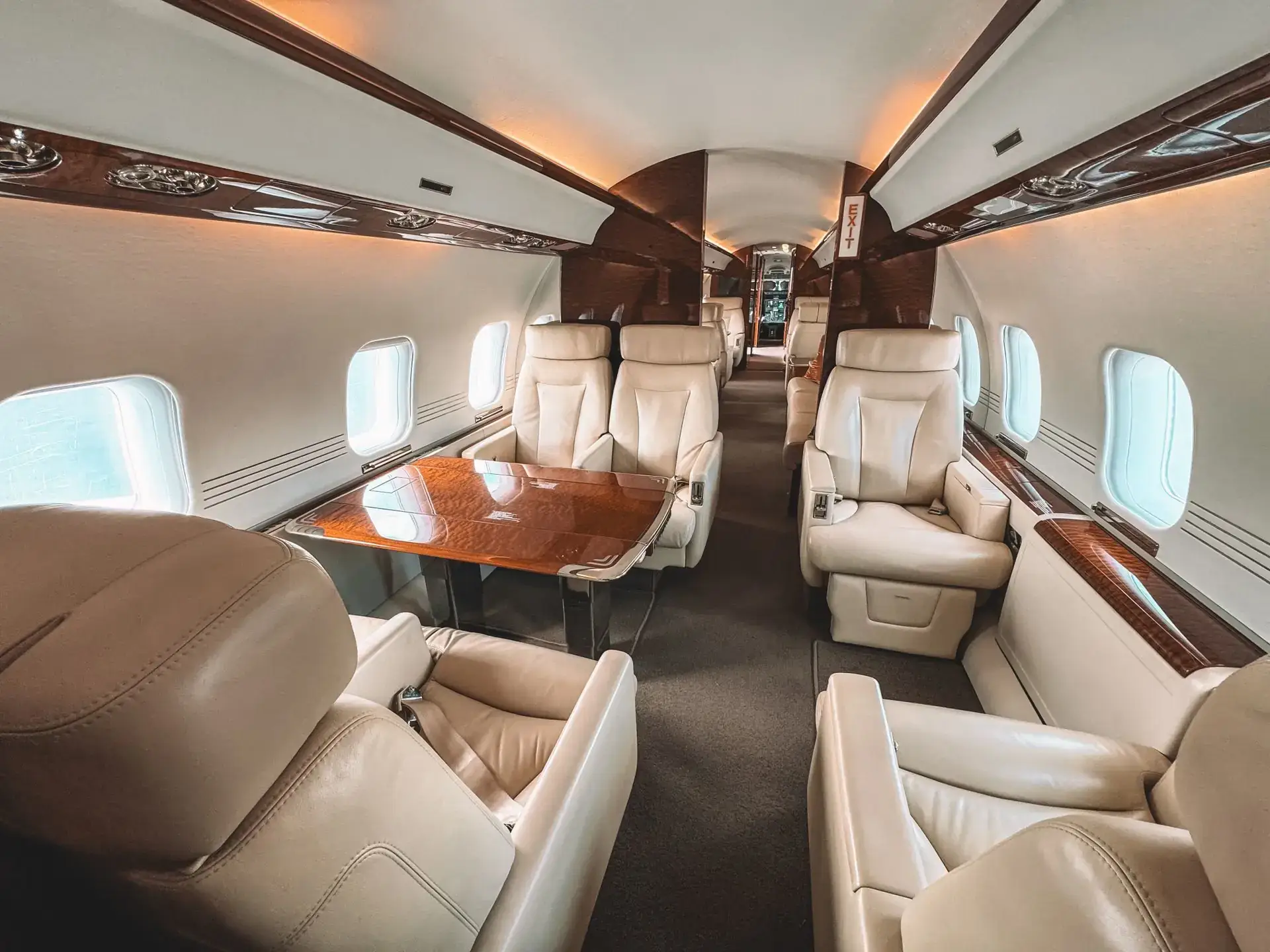 Jet cabin corridor viewed from above