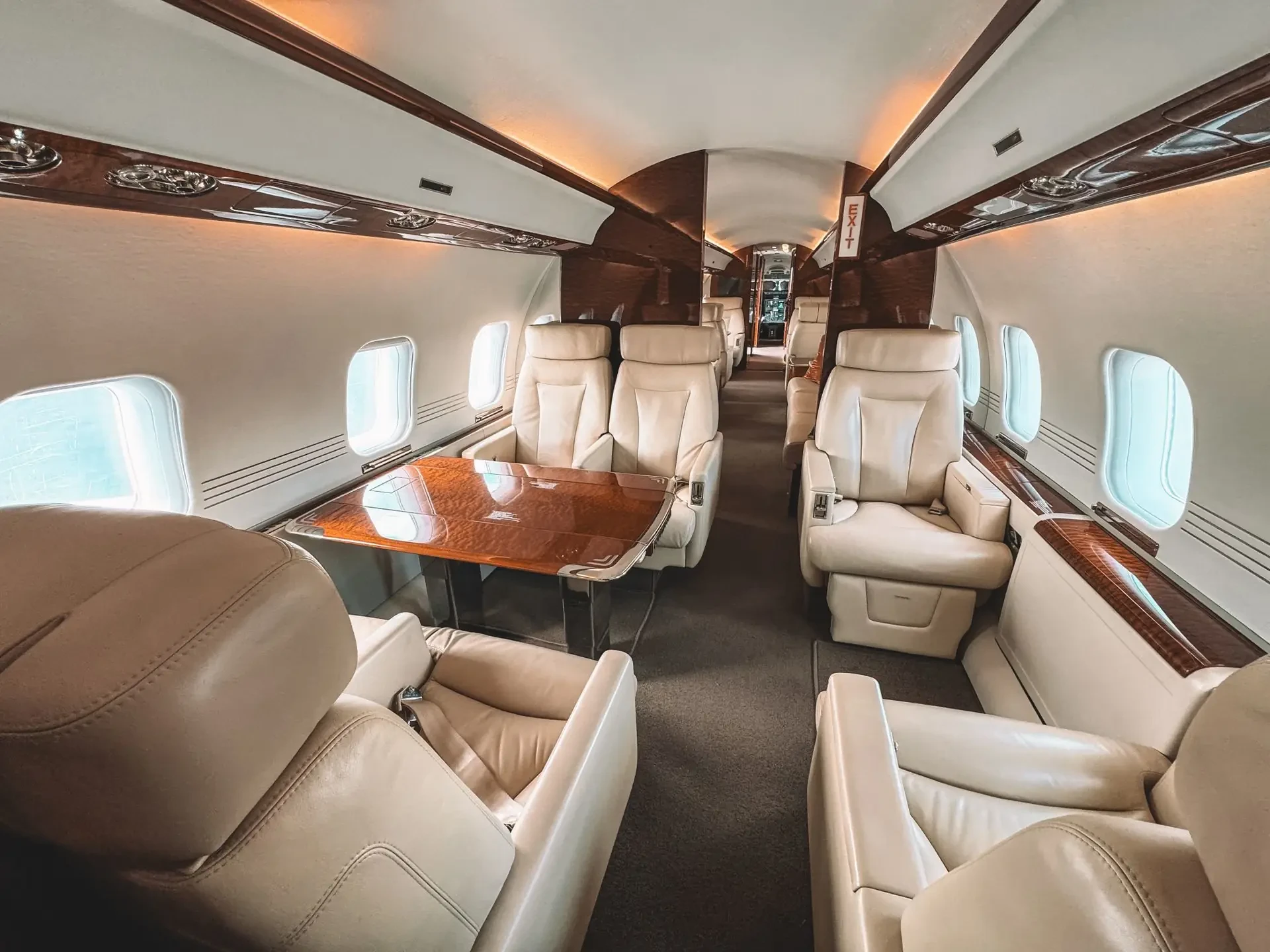 Jet cabin corridor viewed from above