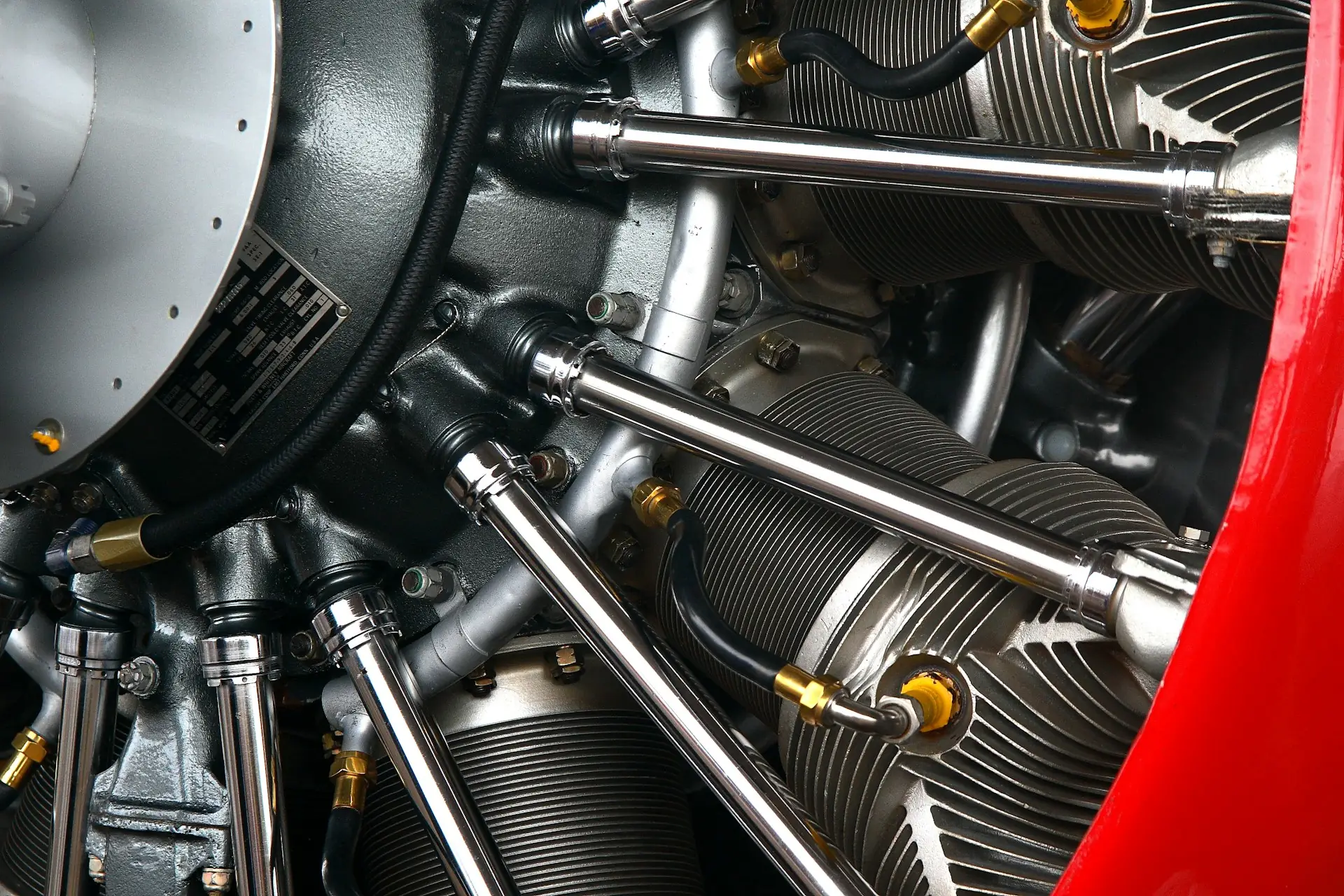 Jet engine with red paint